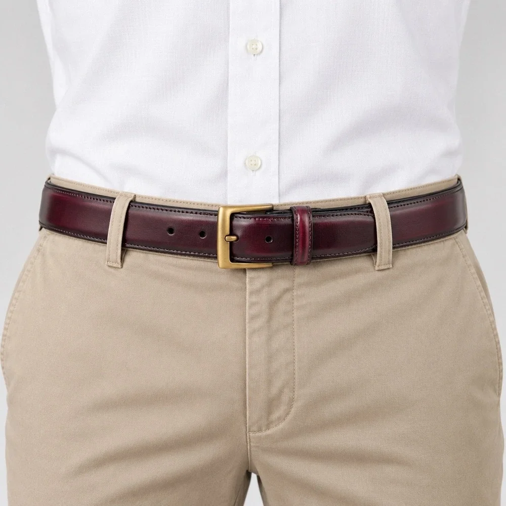 Bally Leather Belt Size 40 Oxblood Loafer Brush-Off Classic Belt High End Luxury